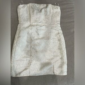 Ivory Jacquard Strapless Mini Dress